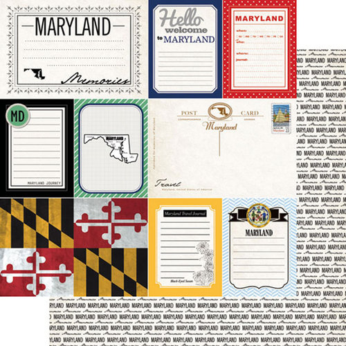 Scrapbook Customs - Vintage Travel Photo Journaling Collection - 12 x 12 Double Sided Paper - Maryland - Journal
