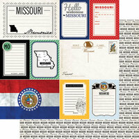 Scrapbook Customs - Vintage Travel Photo Journaling Collection - 12 x 12 Double Sided Paper - Missouri - Journal
