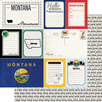 Scrapbook Customs - Vintage Travel Photo Journaling Collection - 12 x 12 Double Sided Paper - Montana - Journal