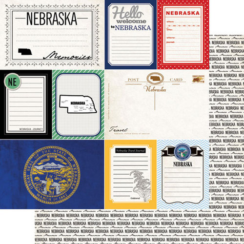 Scrapbook Customs - Vintage Travel Photo Journaling Collection - 12 x 12 Double Sided Paper - Nebraska - Journal