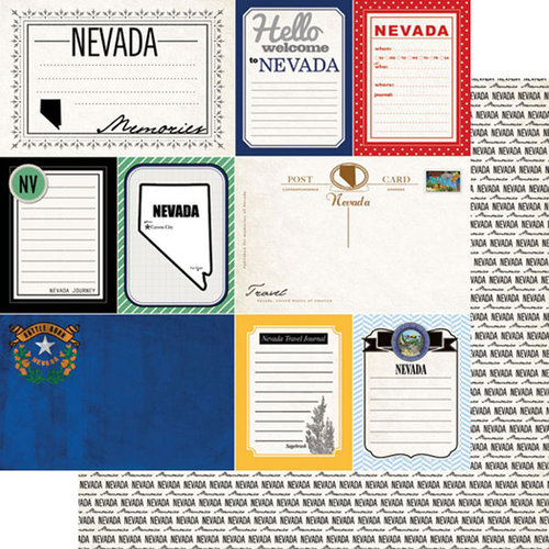 Scrapbook Customs - Vintage Travel Photo Journaling Collection - 12 x 12 Double Sided Paper - Nevada - Journal