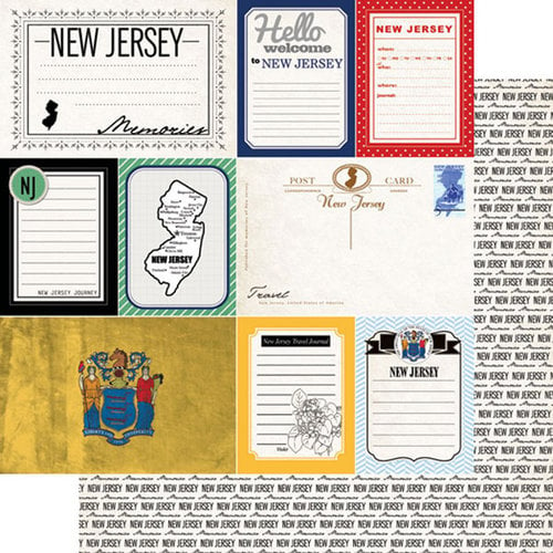 Scrapbook Customs - Vintage Travel Photo Journaling Collection - 12 x 12 Double Sided Paper - New Jersey - Journal