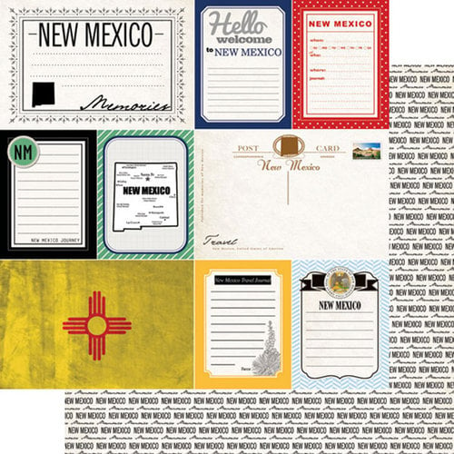 Scrapbook Customs - Vintage Travel Photo Journaling Collection - 12 x 12 Double Sided Paper - New Mexico - Journal