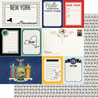 Scrapbook Customs - Vintage Travel Photo Journaling Collection - 12 x 12 Double Sided Paper - New York - Journal