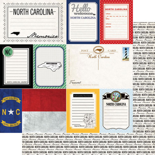 Scrapbook Customs - Vintage Travel Photo Journaling Collection - 12 x 12 Double Sided Paper - North Carolina - Journal