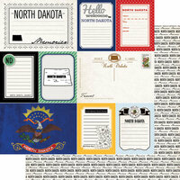 Scrapbook Customs - Vintage Travel Photo Journaling Collection - 12 x 12 Double Sided Paper - North Dakota - Journal