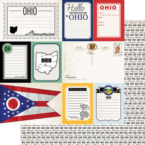 Scrapbook Customs - Vintage Travel Photo Journaling Collection - 12 x 12 Double Sided Paper - Ohio - Journal