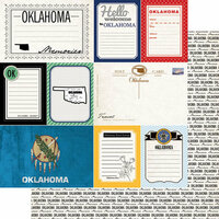 Scrapbook Customs - Vintage Travel Photo Journaling Collection - 12 x 12 Double Sided Paper - Oklahoma - Journal