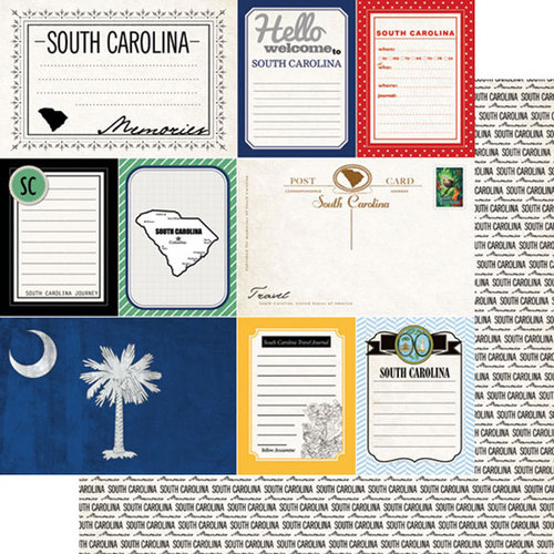 Scrapbook Customs - Vintage Travel Photo Journaling Collection - 12 x 12 Double Sided Paper - South Carolina - Journal
