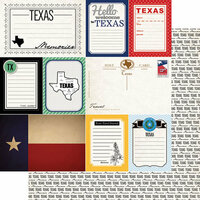 Scrapbook Customs - Vintage Travel Photo Journaling Collection - 12 x 12 Double Sided Paper - Texas - Journal