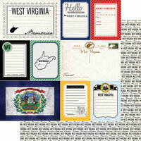 Scrapbook Customs - Vintage Travel Photo Journaling Collection - 12 x 12 Double Sided Paper - West Virginia - Journal