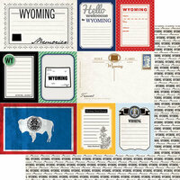 Scrapbook Customs - Vintage Travel Photo Journaling Collection - 12 x 12 Double Sided Paper - Wyoming - Journal