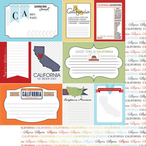 Scrapbook Customs - Travel Photo Journaling Collection - 12 x 12 Double Sided Paper - California - Journal
