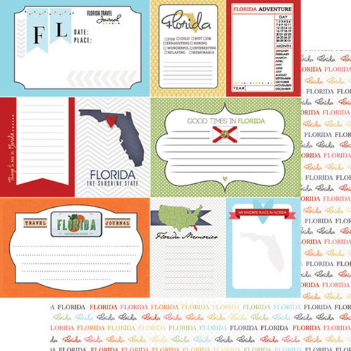 Scrapbook Customs - Travel Photo Journaling Collection - 12 x 12 Double Sided Paper - Florida - Journal