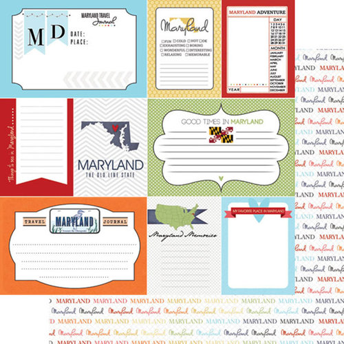 Scrapbook Customs - Travel Photo Journaling Collection - 12 x 12 Double Sided Paper - Maryland - Journal