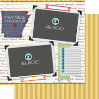 Scrapbook Customs - Travel Photo Journaling Collection - 12 x 12 Double Sided Paper - Arkansas - Quick Page Journal