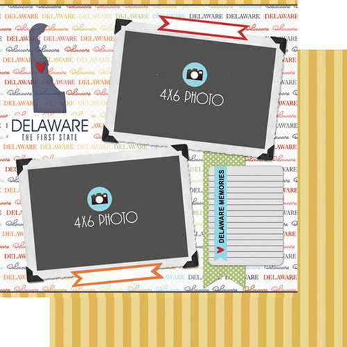 Scrapbook Customs - Travel Photo Journaling Collection - 12 x 12 Double Sided Paper - Delaware - Quick Page Journal