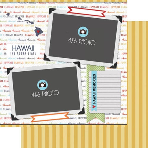 Scrapbook Customs - Travel Photo Journaling Collection - 12 x 12 Double Sided Paper - Hawaii - Quick Page Journal