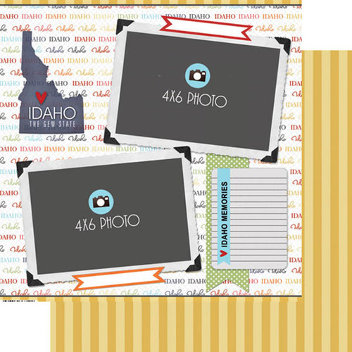 Scrapbook Customs - Travel Photo Journaling Collection - 12 x 12 Double Sided Paper - Idaho - Quick Page Journal