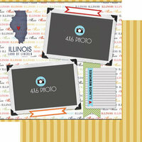 Scrapbook Customs - Travel Photo Journaling Collection - 12 x 12 Double Sided Paper - Illinois - Quick Page Journal