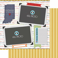Scrapbook Customs - Travel Photo Journaling Collection - 12 x 12 Double Sided Paper - Indiana - Quick Page Journal
