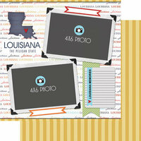 Scrapbook Customs - Travel Photo Journaling Collection - 12 x 12 Double Sided Paper - Louisiana - Quick Page Journal