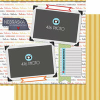 Scrapbook Customs - Travel Photo Journaling Collection - 12 x 12 Double Sided Paper - Nebraska - Quick Page Journal