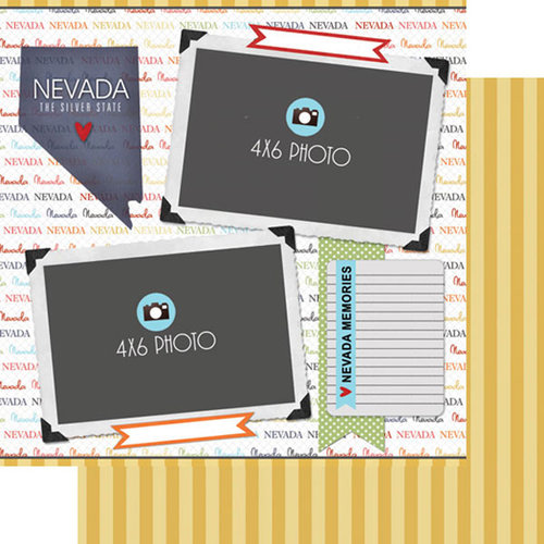 Scrapbook Customs - Travel Photo Journaling Collection - 12 x 12 Double Sided Paper - Nevada - Quick Page Journal