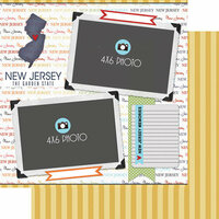Scrapbook Customs - Travel Photo Journaling Collection - 12 x 12 Double Sided Paper - New Jersey - Quick Page Journal