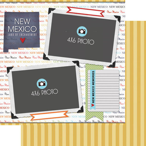 Scrapbook Customs - Travel Photo Journaling Collection - 12 x 12 Double Sided Paper - New Mexico - Quick Page Journal