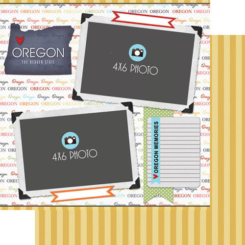 Scrapbook Customs - Travel Photo Journaling Collection - 12 x 12 Double Sided Paper - Oregon - Quick Page Journal
