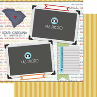 Scrapbook Customs - Travel Photo Journaling Collection - 12 x 12 Double Sided Paper - South Carolina - Quick Page Journal