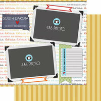 Scrapbook Customs - Travel Photo Journaling Collection - 12 x 12 Double Sided Paper - South Dakota - Quick Page Journal