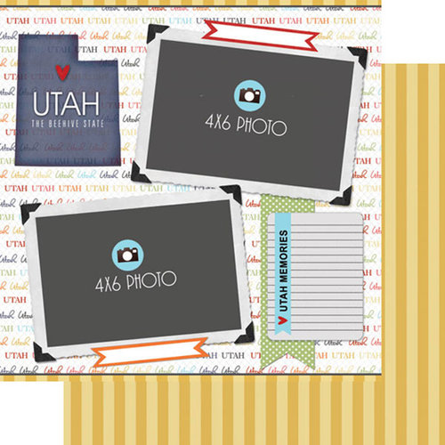 Scrapbook Customs - Travel Photo Journaling Collection - 12 x 12 Double Sided Paper - Utah - Quick Page Journal