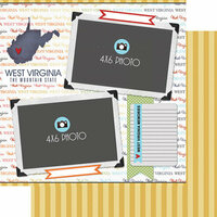 Scrapbook Customs - Travel Photo Journaling Collection - 12 x 12 Double Sided Paper - West Virginia - Quick Page Journal