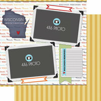 Scrapbook Customs - Travel Photo Journaling Collection - 12 x 12 Double Sided Paper - Wisconsin - Quick Page Journal