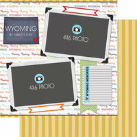 Scrapbook Customs - Travel Photo Journaling Collection - 12 x 12 Double Sided Paper - Wyoming - Quick Page Journal