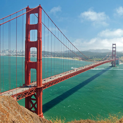 Scrapbook Customs - 12 x 12 Paper - Golden Gate Bridge - From Hills