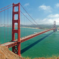 Scrapbook Customs - 12 x 12 Paper - Golden Gate Bridge - From Hills