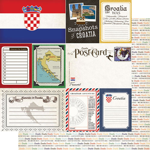 Scrapbook Customs - Travel Photo Journaling Collection - 12 x 12 Double Sided Paper - Croatia