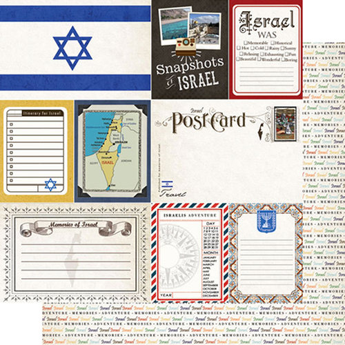 Scrapbook Customs - Travel Photo Journaling Collection - 12 x 12 Double Sided Paper - Israel