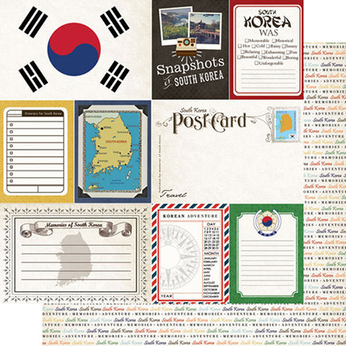 Scrapbook Customs - Travel Photo Journaling Collection - 12 x 12 Double Sided Paper - South Korea