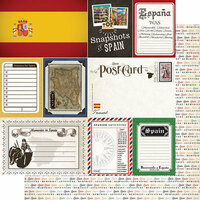 Scrapbook Customs - Travel Photo Journaling Collection - 12 x 12 Double Sided Paper - Spain