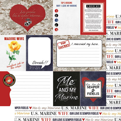 Scrapbook Customs - United States Military Collection - 12 x 12 Double Sided Paper - Marines Wife