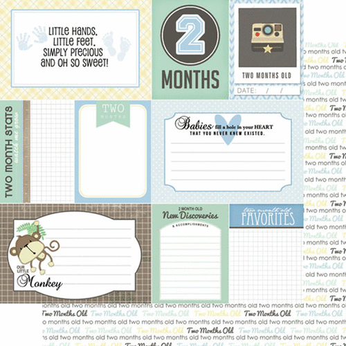 Scrapbook Customs - Baby Boy Collection - 12 x 12 Double Sided Paper - 2nd Month