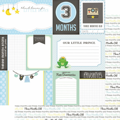 Scrapbook Customs - Baby Boy Collection - 12 x 12 Double Sided Paper - 3rd Month