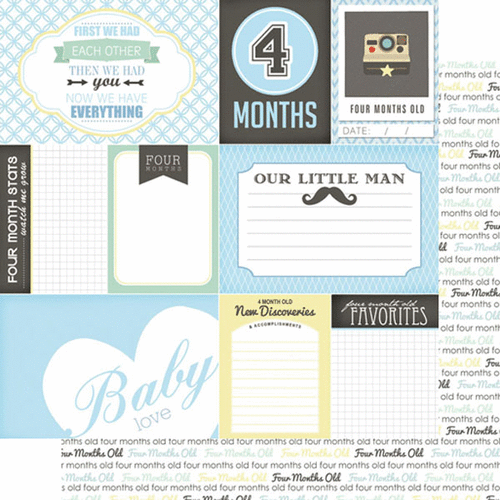 Scrapbook Customs - Baby Boy Collection - 12 x 12 Double Sided Paper - 4th Month