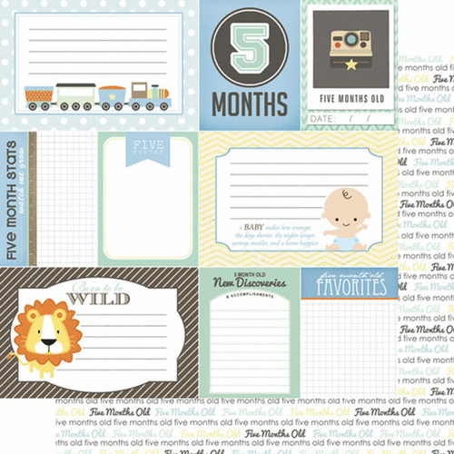 Scrapbook Customs - Baby Boy Collection - 12 x 12 Double Sided Paper - 5th Month