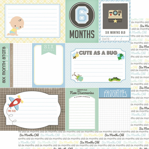 Scrapbook Customs - Baby Boy Collection - 12 x 12 Double Sided Paper - 6th Month