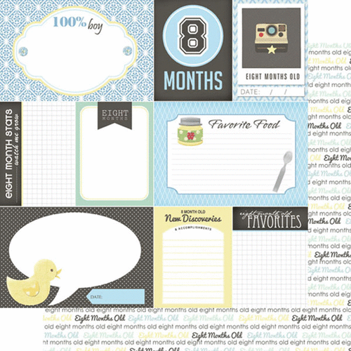 Scrapbook Customs - Baby Boy Collection - 12 x 12 Double Sided Paper - 8th Month